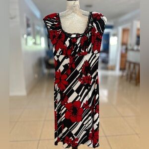 Newport Red and Black Sheath Midi Dress
